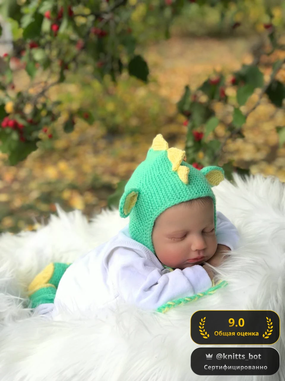 Мятный Дино-чепчик 🦕